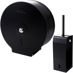 Conjunto: dispensador de papel higiénico y cepillo de inodoro Faneco HIT Black, acero color negro