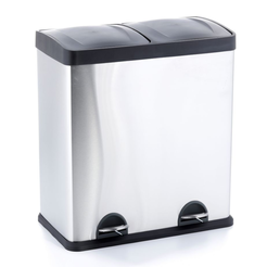 Recycling bin 2 x 30 litres matt steel