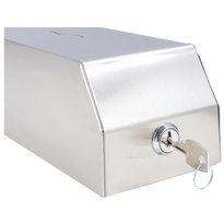 Zamykany kluczykiem metalowy dyspenser środków do higieny rąk