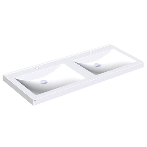 Dvojitá umývadlo s otvormi KWC QUADRO Miranit, biele