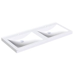 Double sink with holes KWC QUADRO Miranit, white