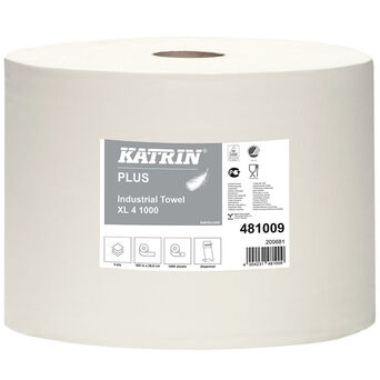 Paño industrial de fibra no tejida en rollo Katrin Plus Industrial Towel XL4 360 m 4 capas de celulosa blanco