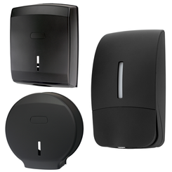 Conjunto: dispensador de jabón líquido, dispensador de papel higiénico, contenedor de toallas Sanitario BLACK