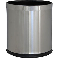Mülleimer 27 Liter rund mit offenem Deckel Merida STELLA mattes Stahl