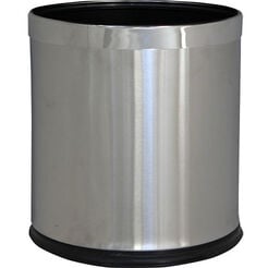 10-liter round waste bin with open lid Merida STELLA, matte stainless steel