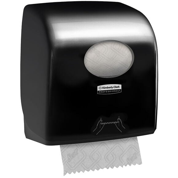 Dávkovač na papírové ručníky v roli Kimberly Clark AQUARIUS, černý ABS plast
