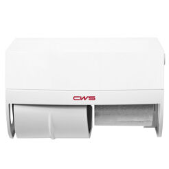 Pojemnik na papier toaletowy 2 rolki CWS Hygiene, biało-czerwone tworzywo ABS