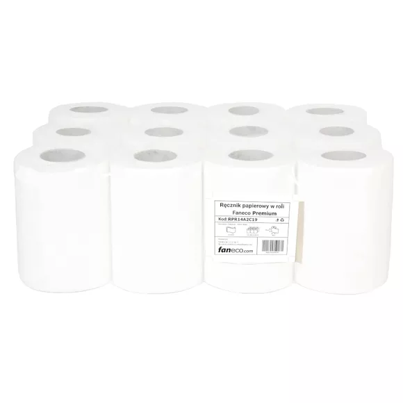 Ręcznik papierowy w rolce Faneco Premium 12 szt. 2 warstwy 60 m biała celuloza