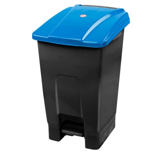 Foot pedal waste bin 70 liters, blue lid