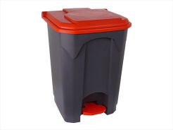 Koš s otevíráním pedálem 45 litrů plastový grafitově - červený