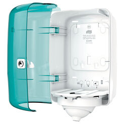 Dispensador de toallas de papel en rollo Tork Reflex de plástico turquesa