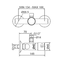 Mieszacz prysznicowy czasowy-rysunek