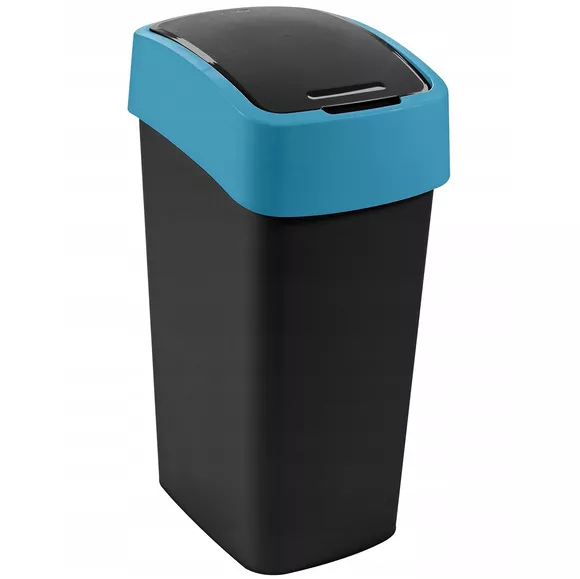 Müllbehälter Curver FLIP BIN 45 Liter, schwarz/blau Kunststoff