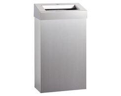 Mülleimer mit offenem Deckel, 27 Liter, Merida STELLA, glänzendes Stahl