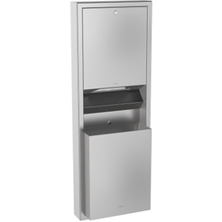 Set: recessed paper towel dispenser + trash can KWC STRATOS, matte stainless steel