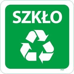 Etiqueta para el contenedor de reciclaje de vidrio cuadrada
