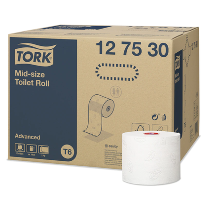 Papier toaletowy Tork do dozownika z automatyczną zmianą rolek T6 Mid-size 27 szt. 2 warstwy 100 m średnica 13.2 cm biały makulatura