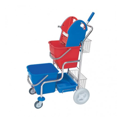 Reinigungswagen: 2 Eimer. Roll Mop Splast chromierter Mop-Wringer