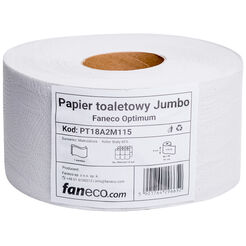 Papel higiénico JUMBO Faneco Optimum 12 rollos 2 capas 115 m diámetro 18 cm celulosa + papel reciclado