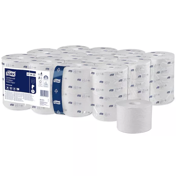 Papel higiénico sin tubo Tork OptiServe 24 uds. 1 capa 143,80 m, papel reciclado blanco