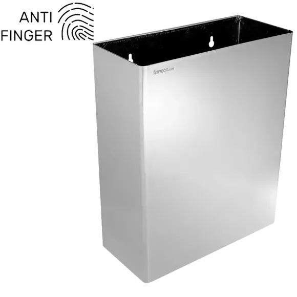 Cesto de pared de 23 litros de acero inoxidable mate Faneco HIT Antifinger, acero inoxidable mate
