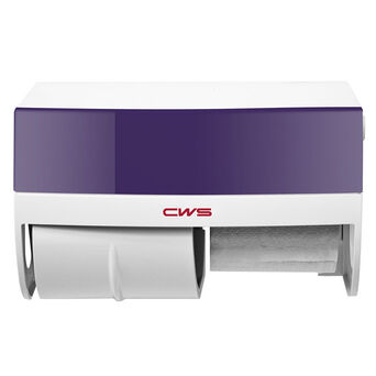 Pojemnik na papier toaletowy 2 rolki CWS boco plastik biało - fioletowy