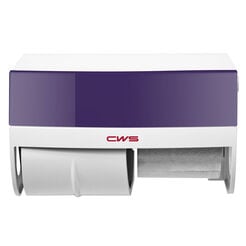 Dispensador de papel higiénico 2 rollos CWS Hygiene, plástico ABS blanco y morado