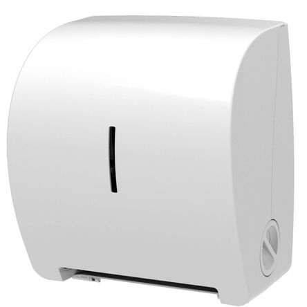 Dispensador mecánico de toallas de papel en rollo de plástico blanco