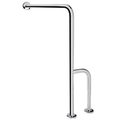 Soporte para personas con discapacidad de pared y suelo izquierdo ⌀ 32 mm, 75 × 80 cm Bisk, acero inoxidable pulido