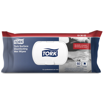 Tork disinfectant-soaked cloth for surfaces, 60 pieces, white/citrus.