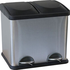 Recycling bin 2 x 15 litres matt steel