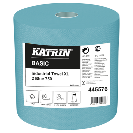 Czyściwo przemysłowe w rolce Katrin Basic 2 szt. 187 m 2 warstwy makulatura niebieski