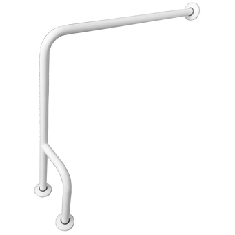 Držák pro invalidy, který se připevňuje na podlahu a stěnu, levý, průměr 32 cm, délka 80 cm, Faneco, bílá ocel