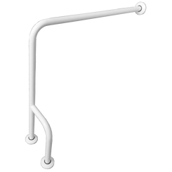 Držák pro invalidy, který se připevňuje na podlahu a stěnu, levý, průměr 32 cm, délka 80 cm, Faneco, bílá ocel