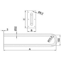 Wymiary długiej na 70 cm podpórki ze stali szlachetnej z połyskiem do toalety dla osób starszych i niepełnosprawnych