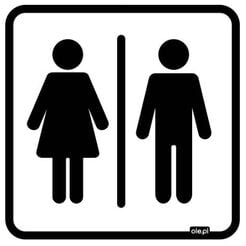 Sign for unisex toilet black and white