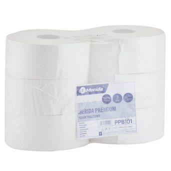 Papel higiénico Merida Premium 6 rollos 3 capas 200 m diámetro 23 cm blanco celulosa
