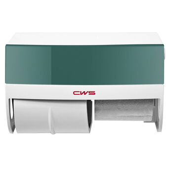 Contenedor de papel higiénico 2 rollos CWS boco plástico blanco - verde