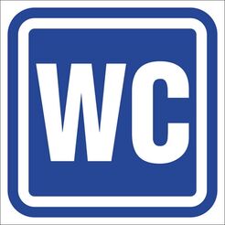 Označenie toalety modro-biela ''WC''