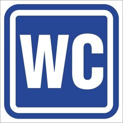 Označenie toaliet modro-biele ''WC''