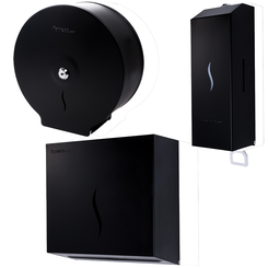 Conjunto: contenedor, dispensador, dosificador Faneco HIT Black, acero color negro