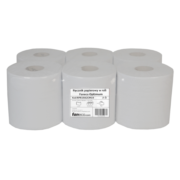 Ręcznik papierowy w roli Faneco Optimum 6 szt. 2 warstwy 125m celuloza + makulatura biały 