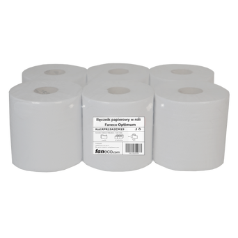 Toalla de papel en rollo Faneco Optimum 6 unidades 2 capas 125m celulosa blanca + papel reciclado