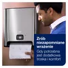 Podajnik automatyczny na ręczniki papierowe w rolce z sensorem Tork 460001 Matic, stal nierdzewna i czarne ABS – przykład użytkowania