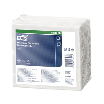 Tork microfiber cloth for single use, 40 pieces, white.