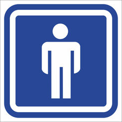 Kennzeichnung der Herrentoilette in Weiß-Blau