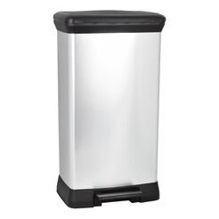 Mülleimer 50 Liter Curver Kunststoff silber-schwarz metallisiert
