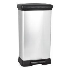 Koš na odpadky 50 litrů Curver plastový stříbrno-černý metalizovaný