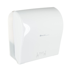 Dispensador automático de toallas de papel en rollo Maxi Merida SOLID CUT, plástico ABS blanco