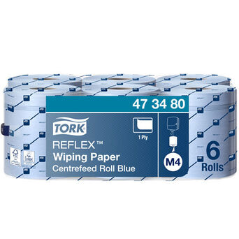 Paños de papel para suciedad ligera Tork Reflex 6 unidades 1 capa 270 m papel reciclado azul
